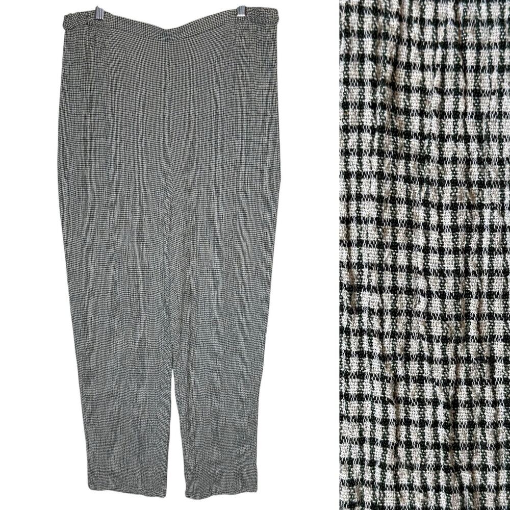 Eileen Fisher Woman Linen Blend Check Plaid Pull‎ On Pants size 1X